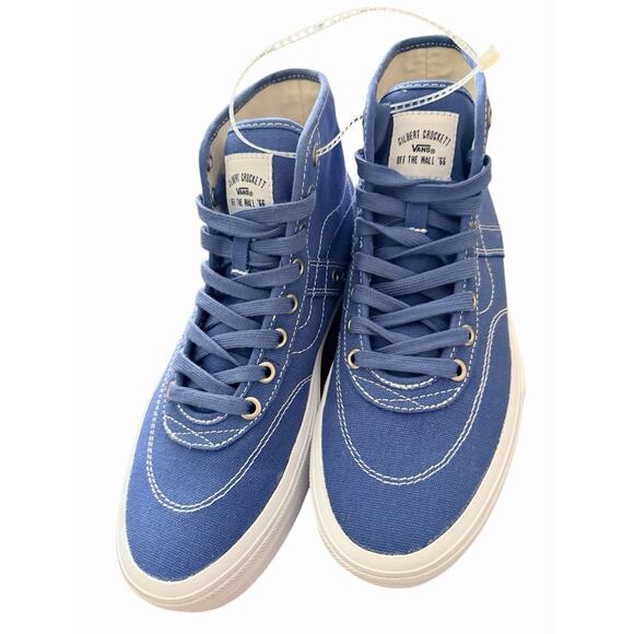 Vans Gilbert Crockett High Decon Men Size 6.5 Blue White Canvas Skate Shoes NEW